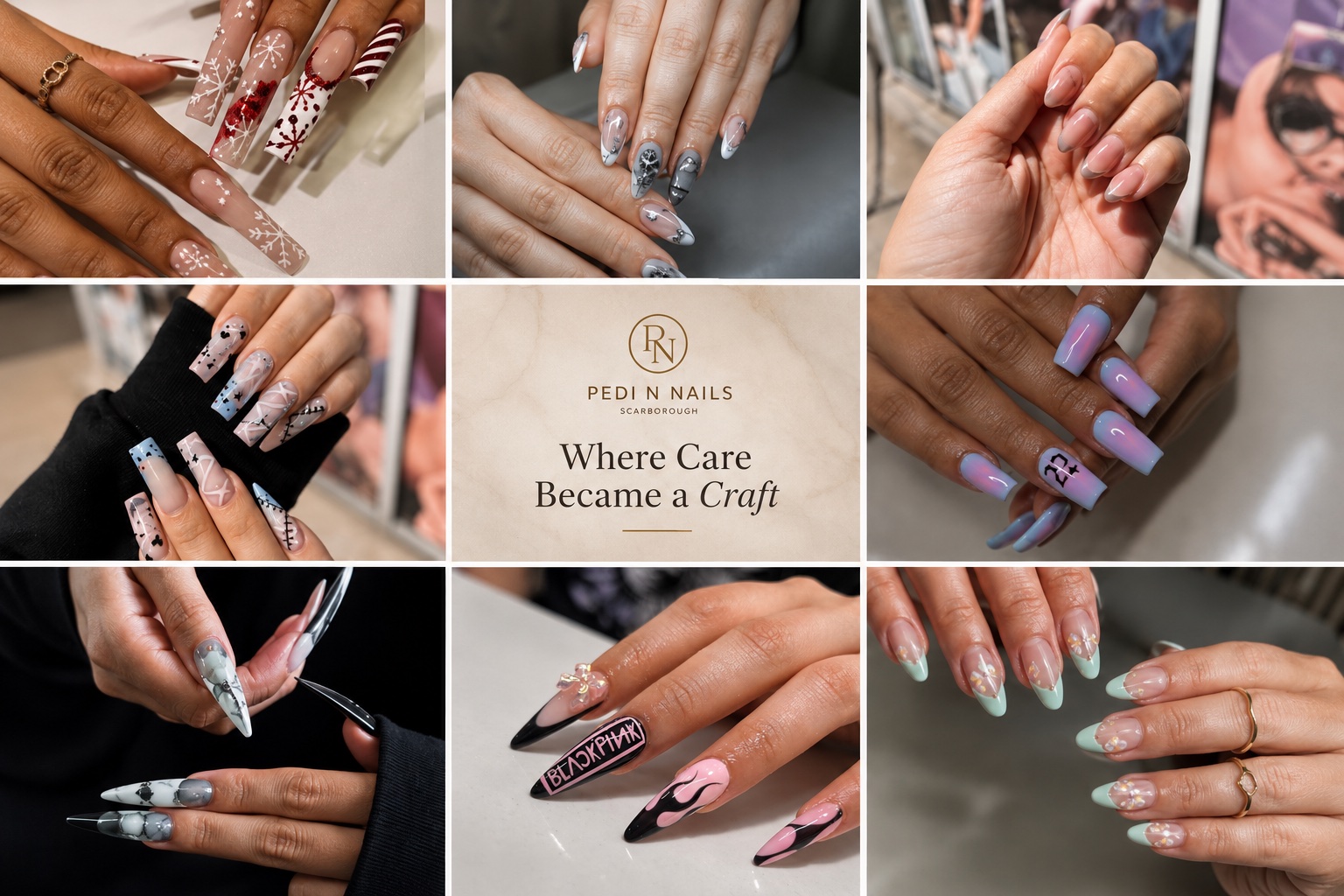 Professional nail art portfolio showcasing premium nail designs by Pedi N Nails Scarborough.